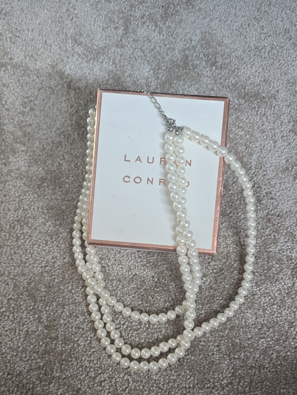 LC Lauren Conrad Double Strand Simulated Pearl Necklace with Box